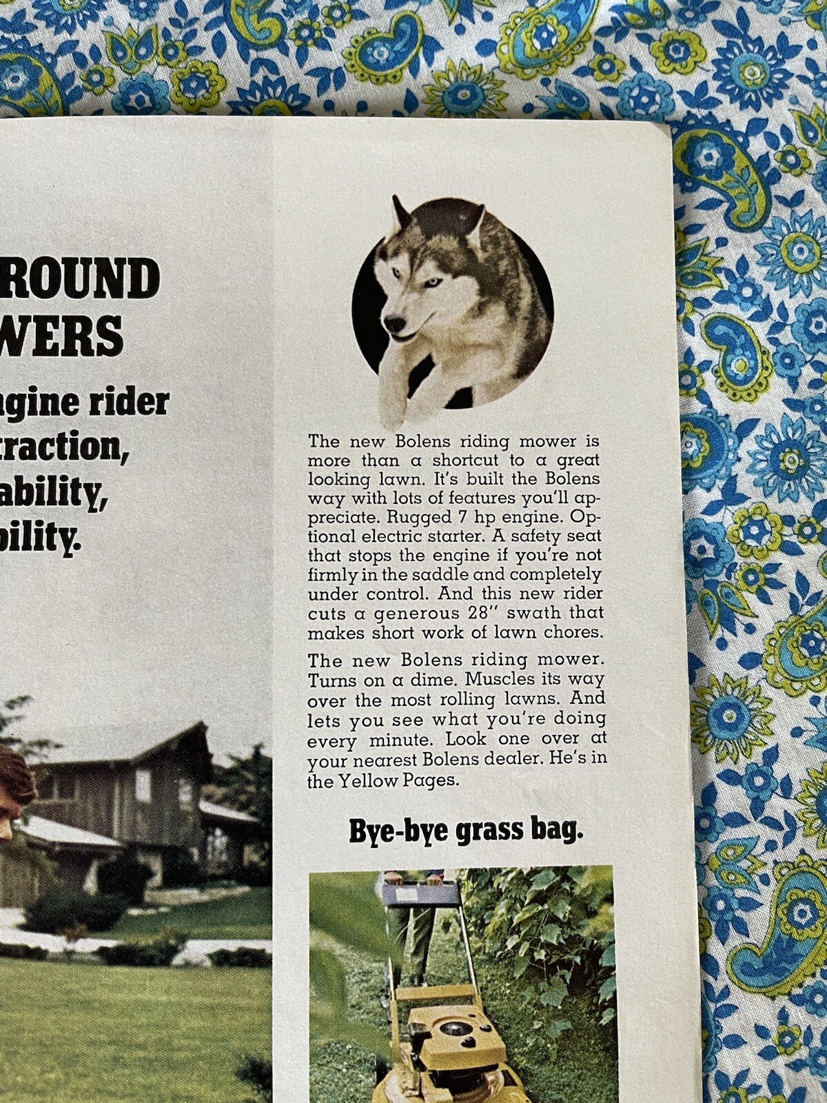 Vintage 1972 Bolens Rear Engine Riding Mower Print Ad Garden Tractor