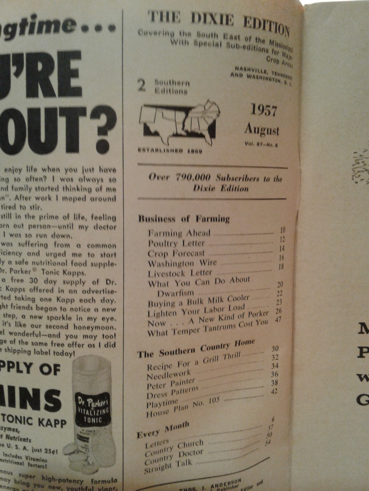 AUGUST 1957 FARM & RANCH mag SOUTHERN AGRICULTURIST adver DIXIE EDITION BBQ sauc