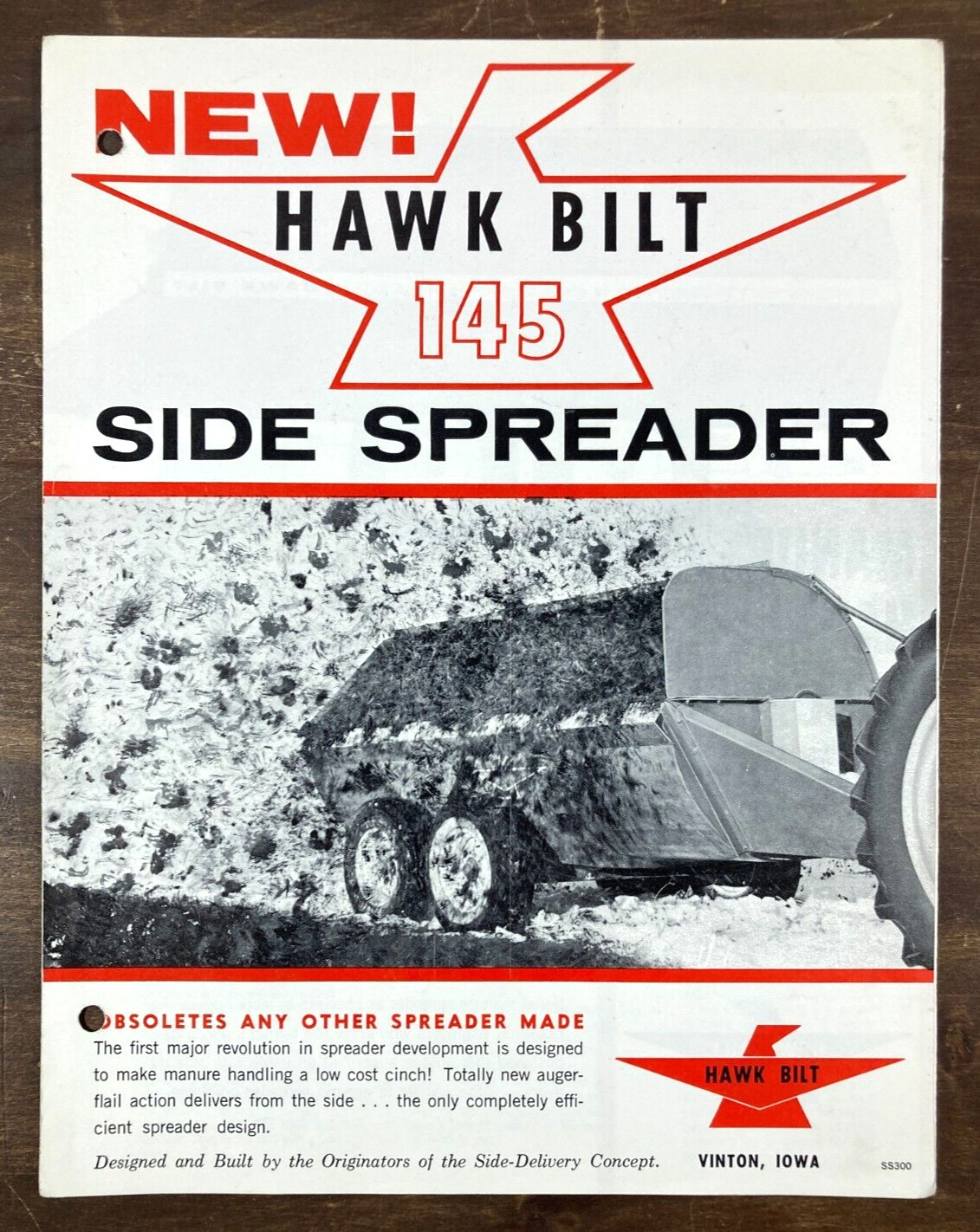 Hawk Bilt 145 Manure Side Spreader 1960s Dealer Sales Brochure Tractor Implement