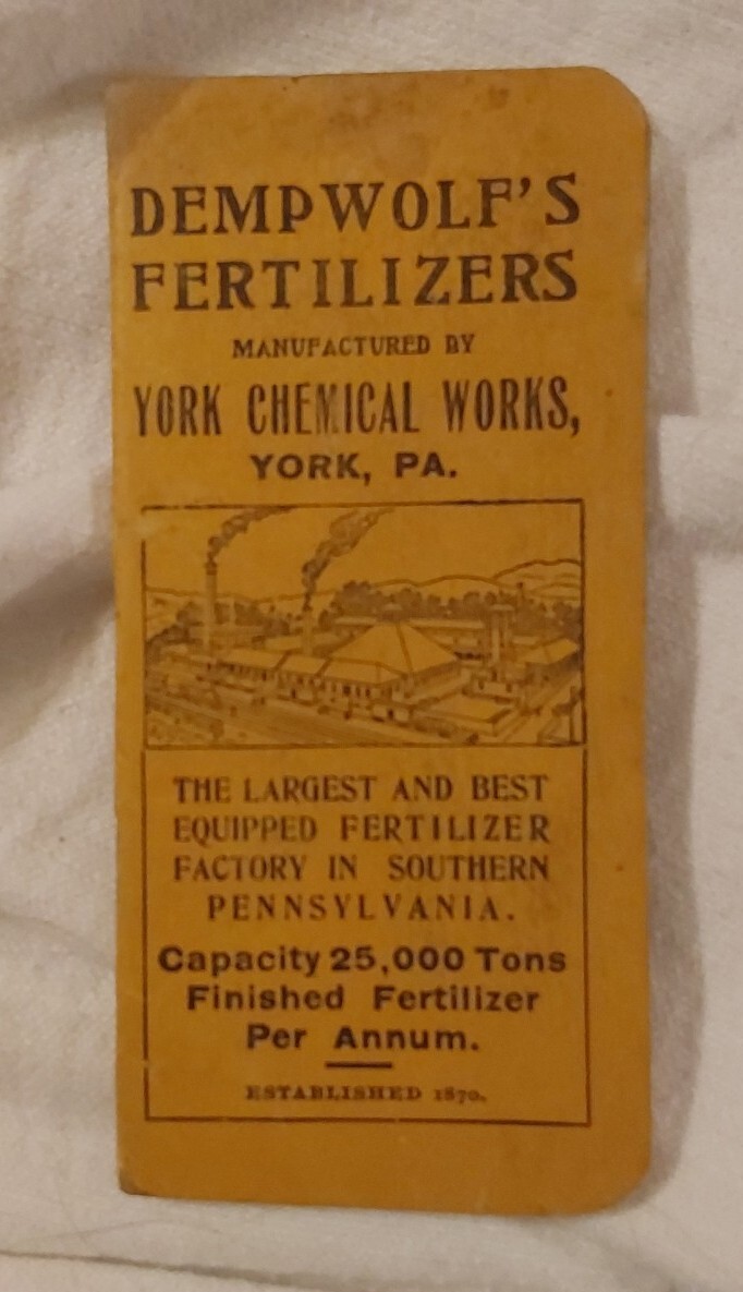Vintage Old Notebook DEMP WOLF’S FERTILIZERS of York Chemical Works Pennsylvania