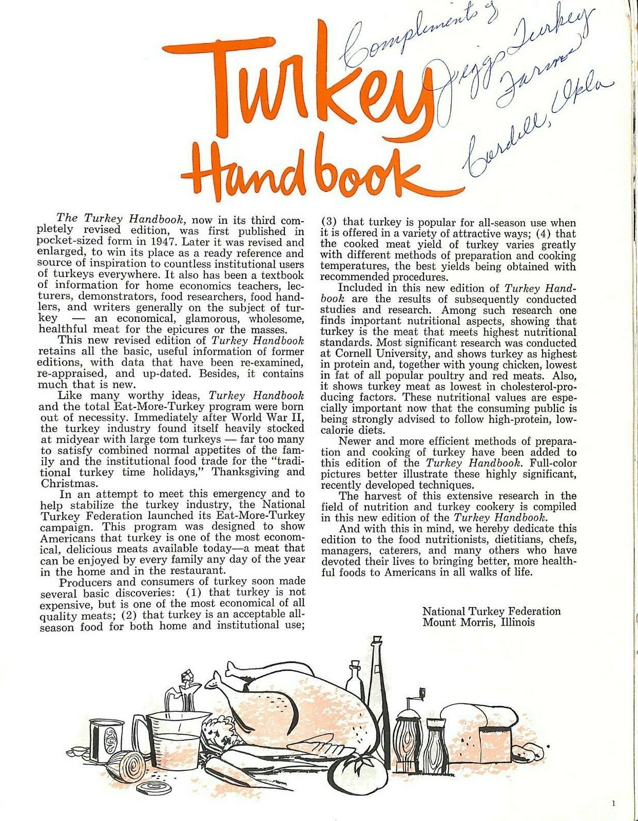 Turkey Handbook National Turkey Federation Vintage C10