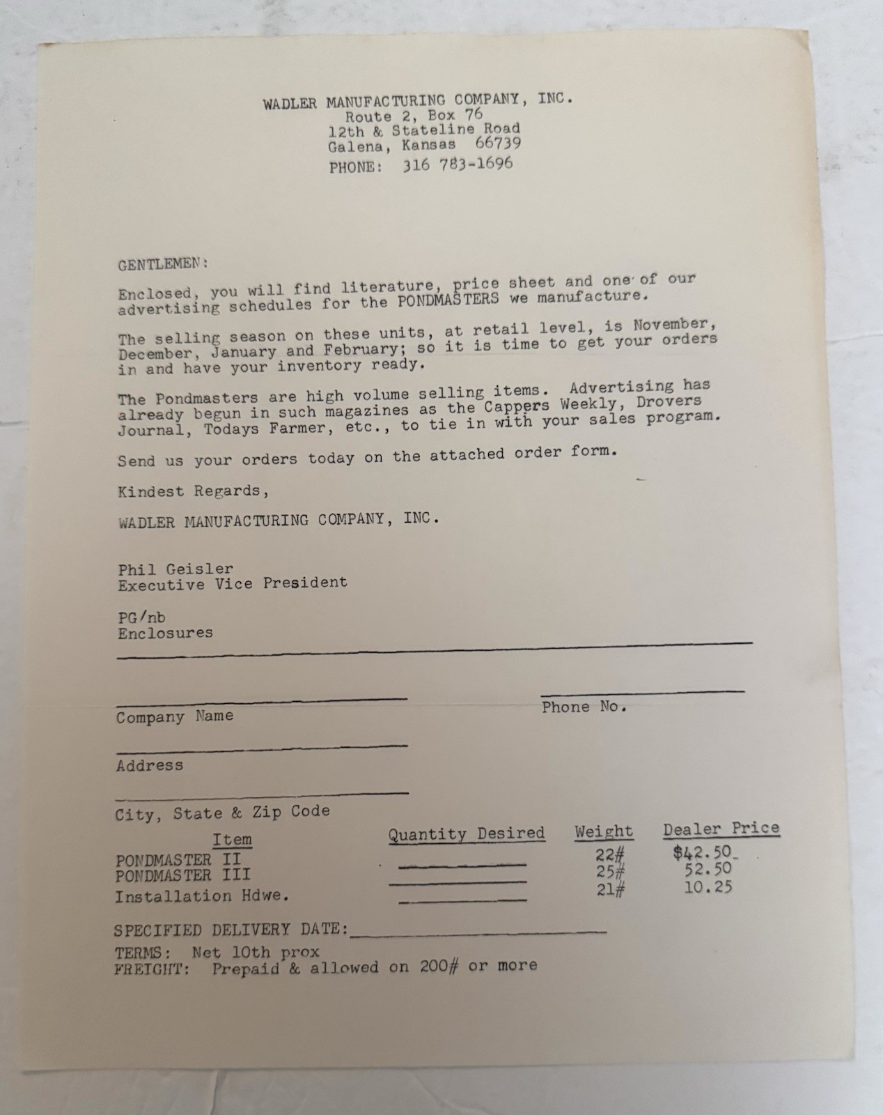 Vtg 1970 Pondmasters Dealer Sales Brochure Walden Manufacturing Co Set Of 4