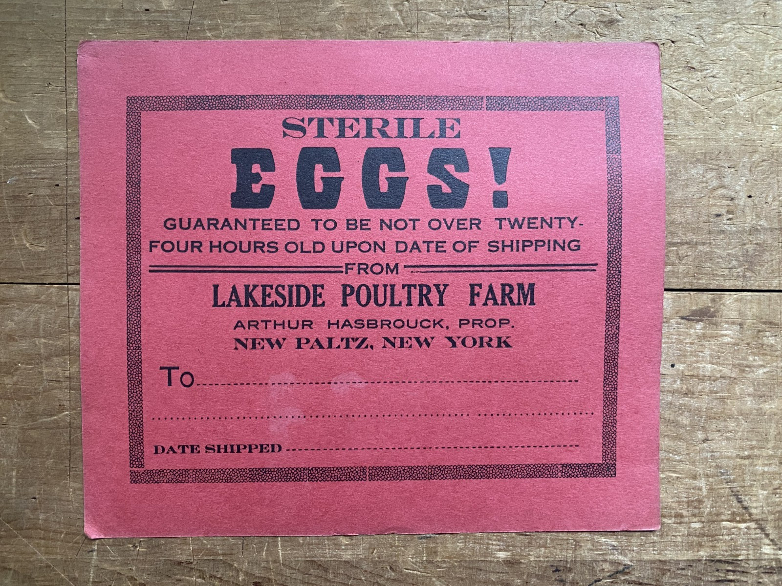 Antique/Vtg 1900’s EGGS SIGN Lakeside Poultry Farm, New Paltz NY Hudson Valley