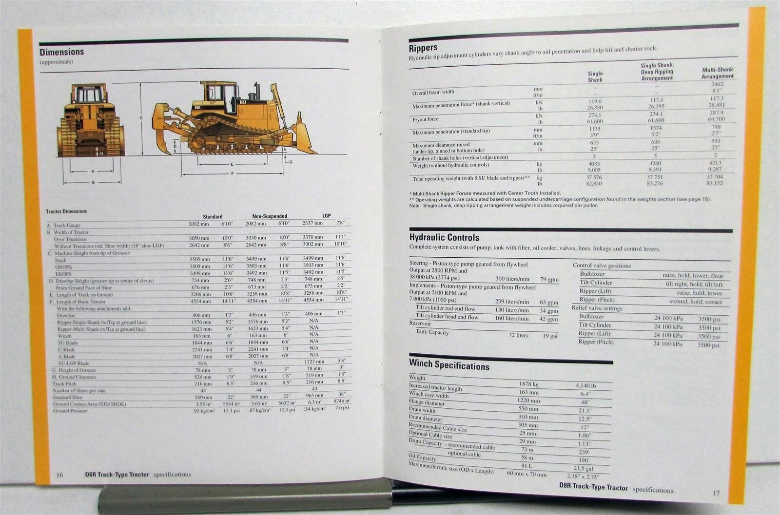 1997 Caterpillar D9R Track Type Tractor Construction Specs Sales Brochure