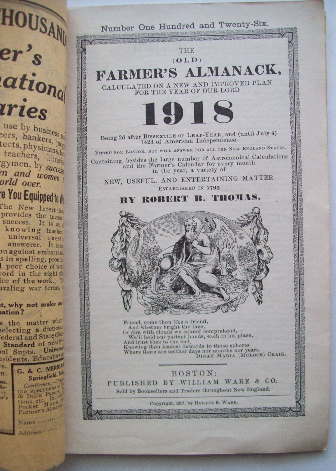4 Old Farmer’s Almanacs 1918, ’24, ’29, ’37