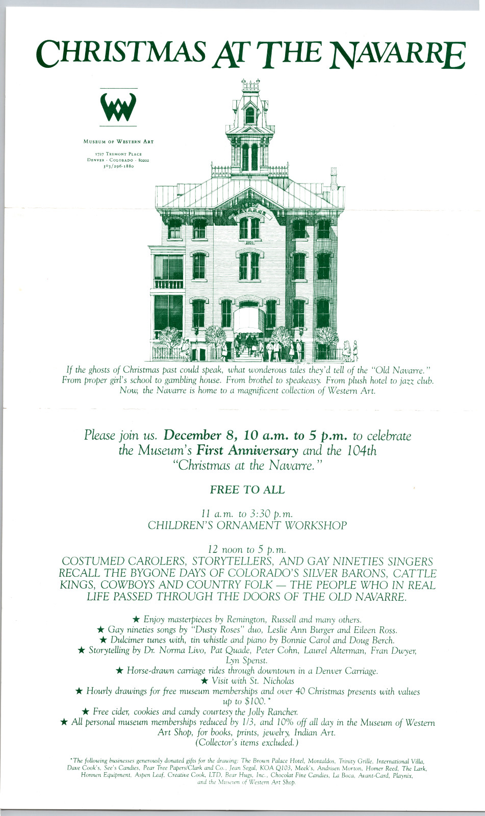 Museum of Western Art Denver Colorado Christmas at the Navarre