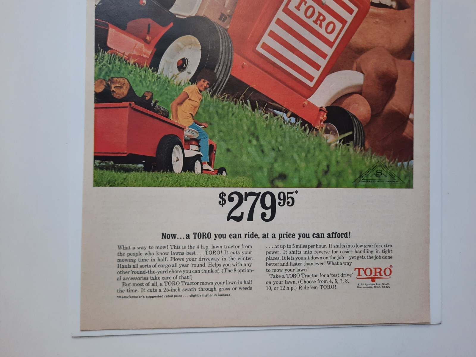 1967 Original Print Ad TORO 4-HP Lawn & Garden Tractors