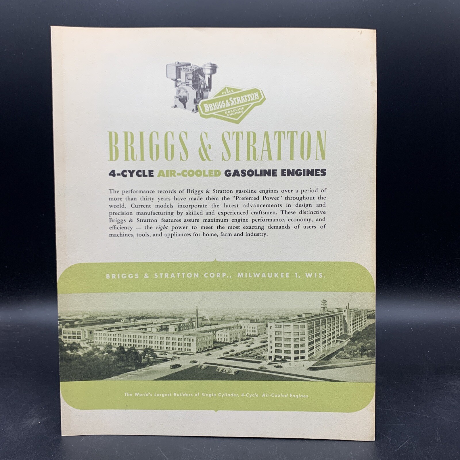 1940’s-50’s Briggs & Stratton Corporate Sales Brochure- Models WI/NS/N/9/10-Etc