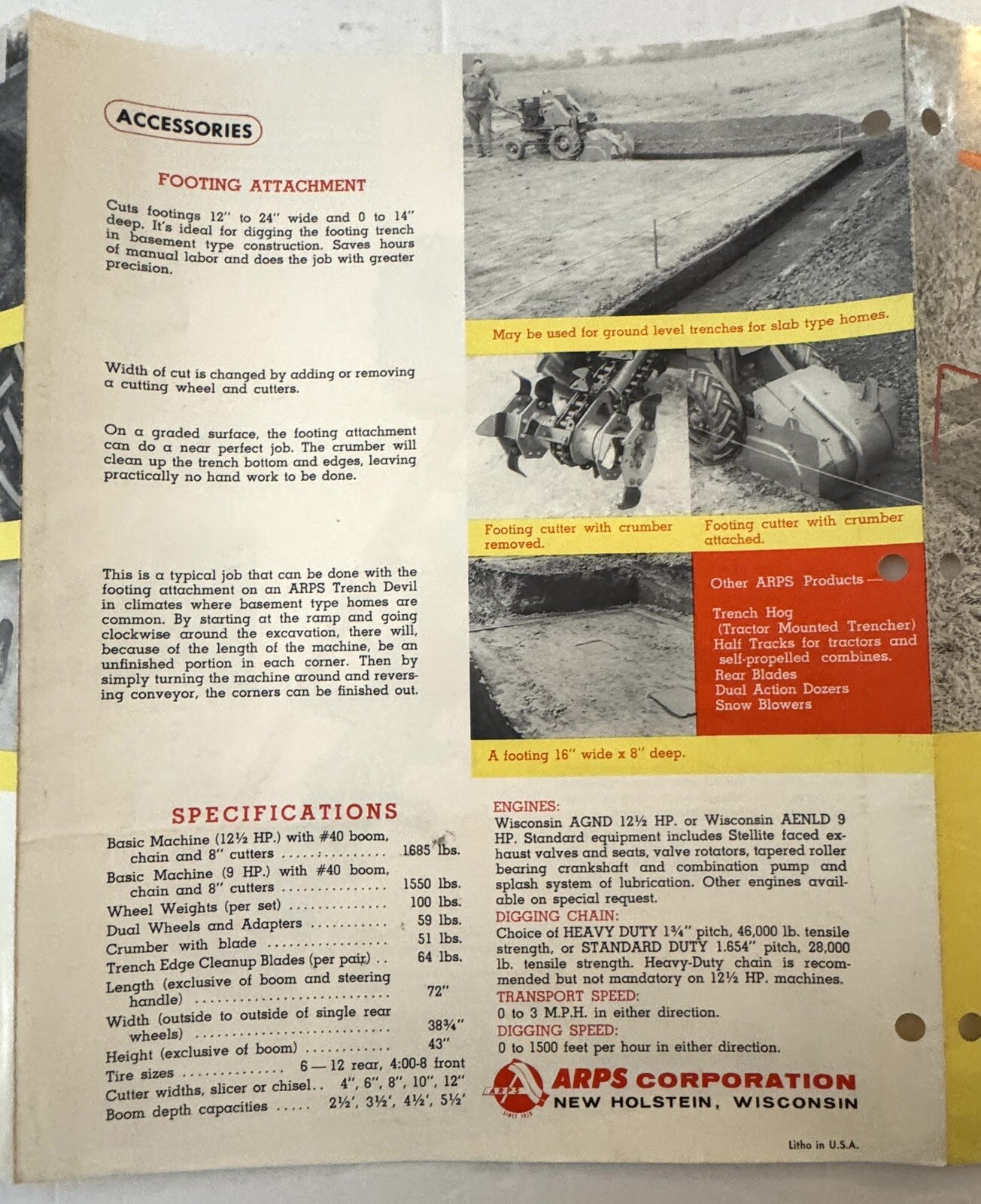 Vintage 1970’s ARPS Model HL Trench Devil Dealer Sales Brochure