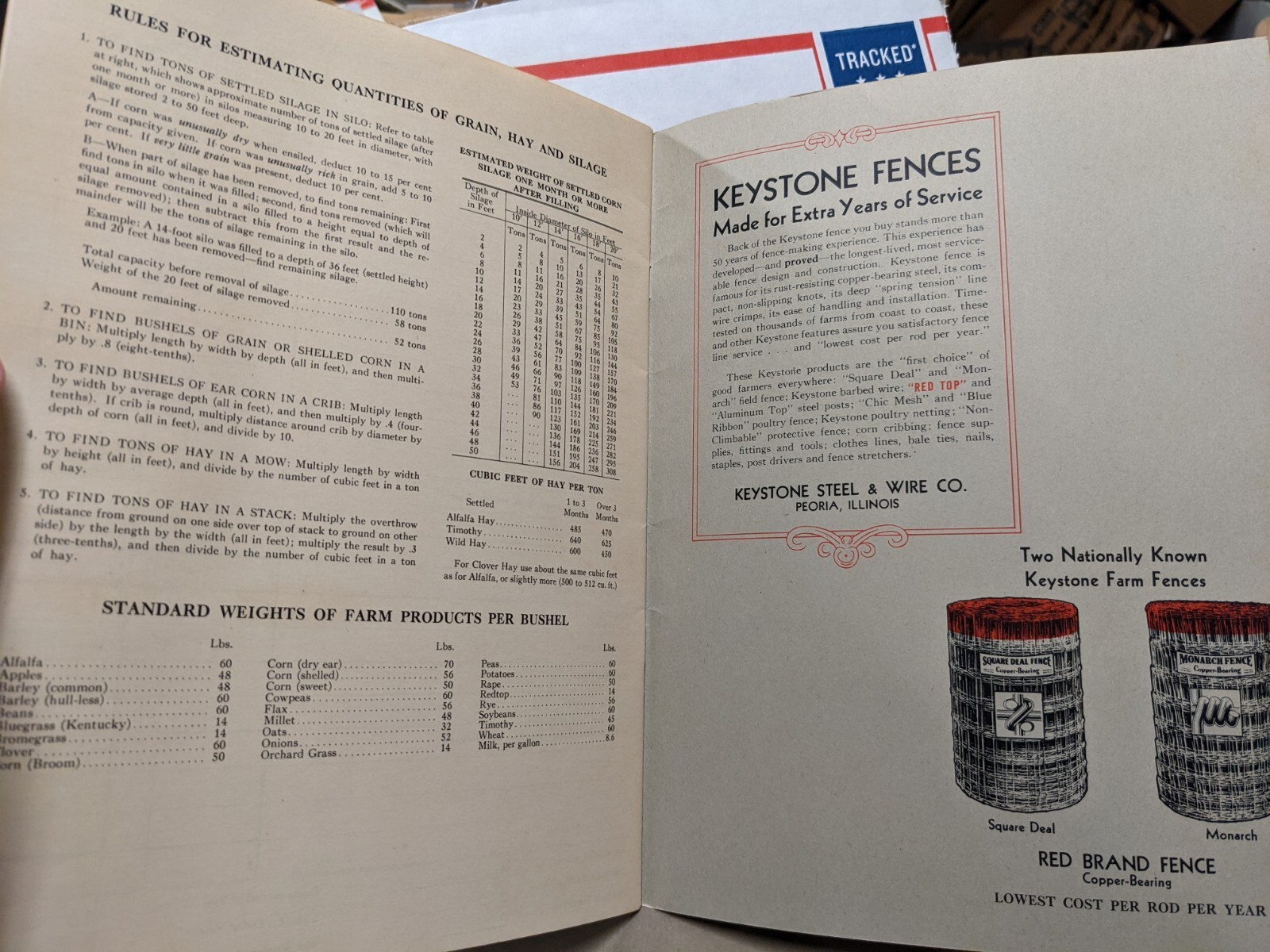 1930’s Farm Accounting Book Keystone Steel & Wire, Steenhusen Hdw & Imp Irwin IA