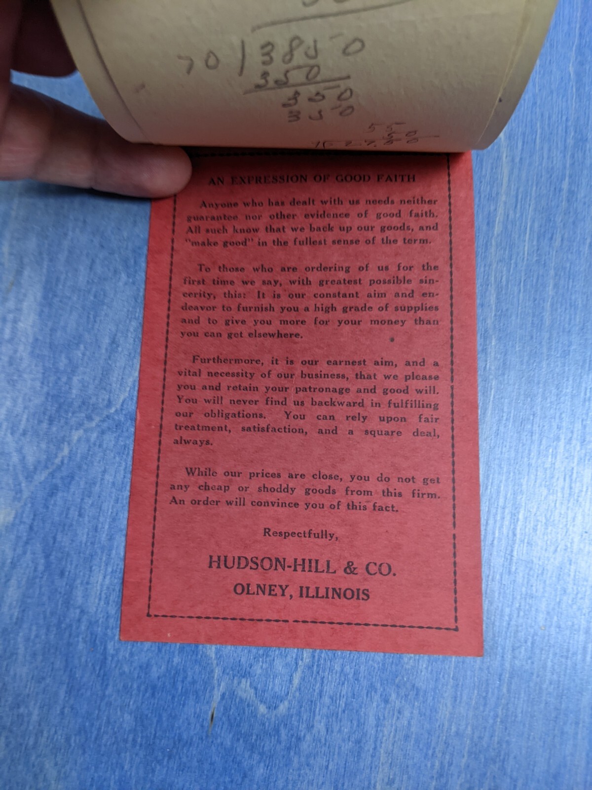 Hudson Hill & Co Black Canvas H-H Belt – Vintage 1938 Thresherman’s Account Book