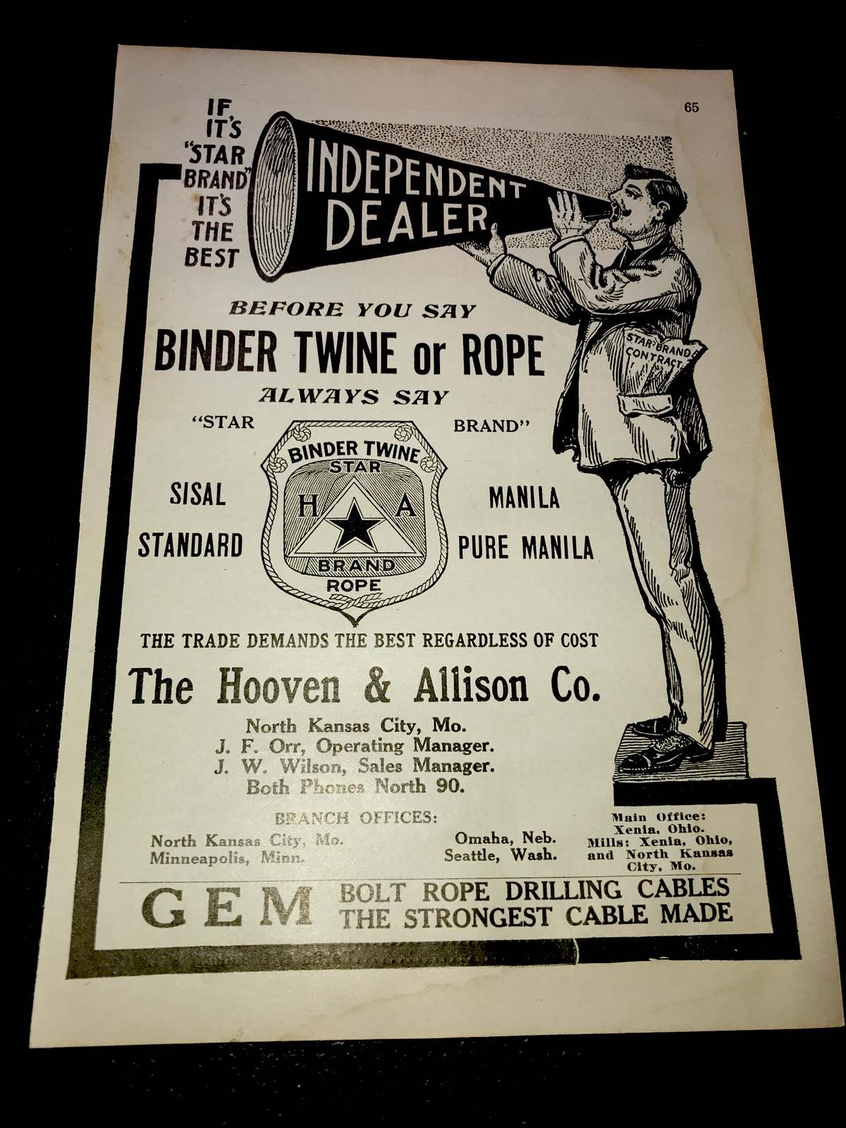 1916 Star Binder Twine & Rope Farm Advertising – Kansas City – Missouri