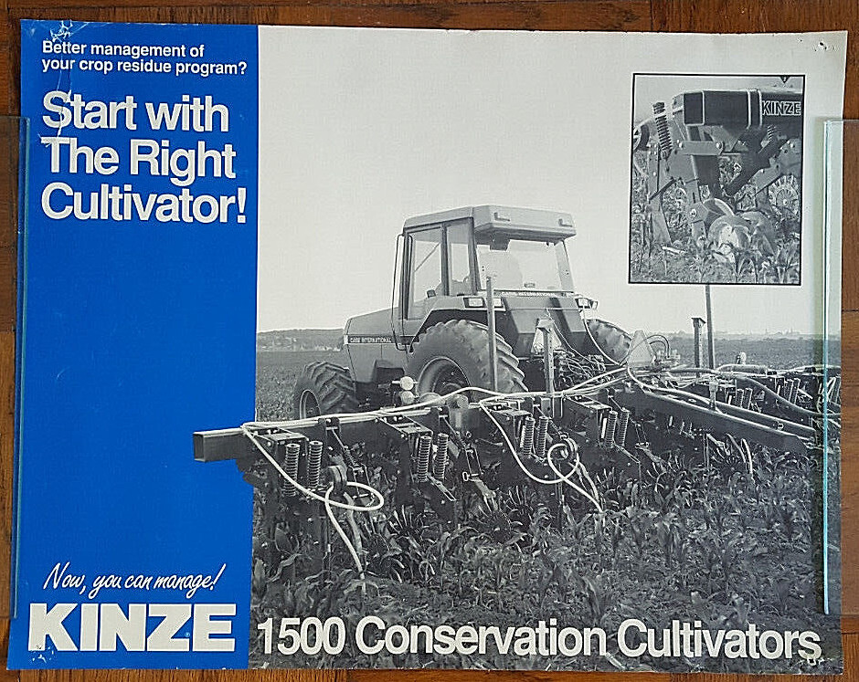 Vintage Kinze Farm Equipment Dealer Poster 1500 Tractor agriculture 18″x23″