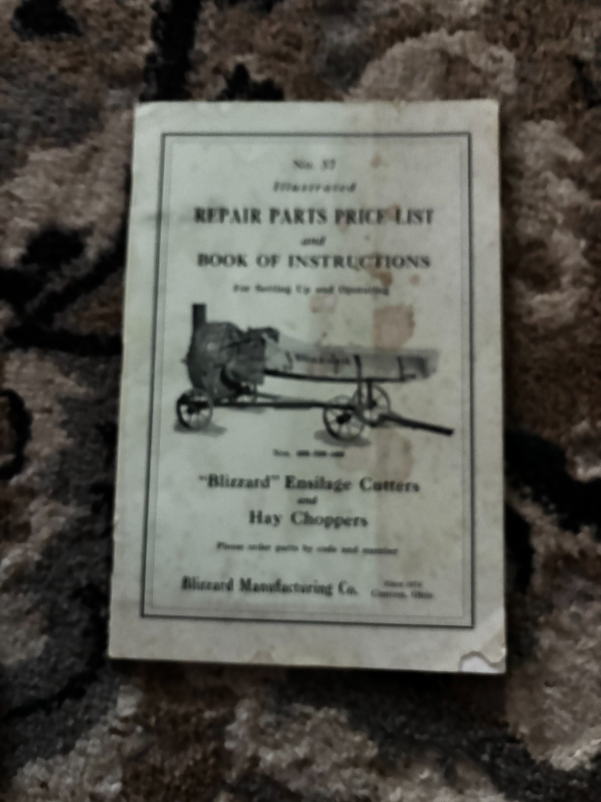 Blizzard Ensilage Cutters Operator’s Manual Parts List Brochure DCPA26