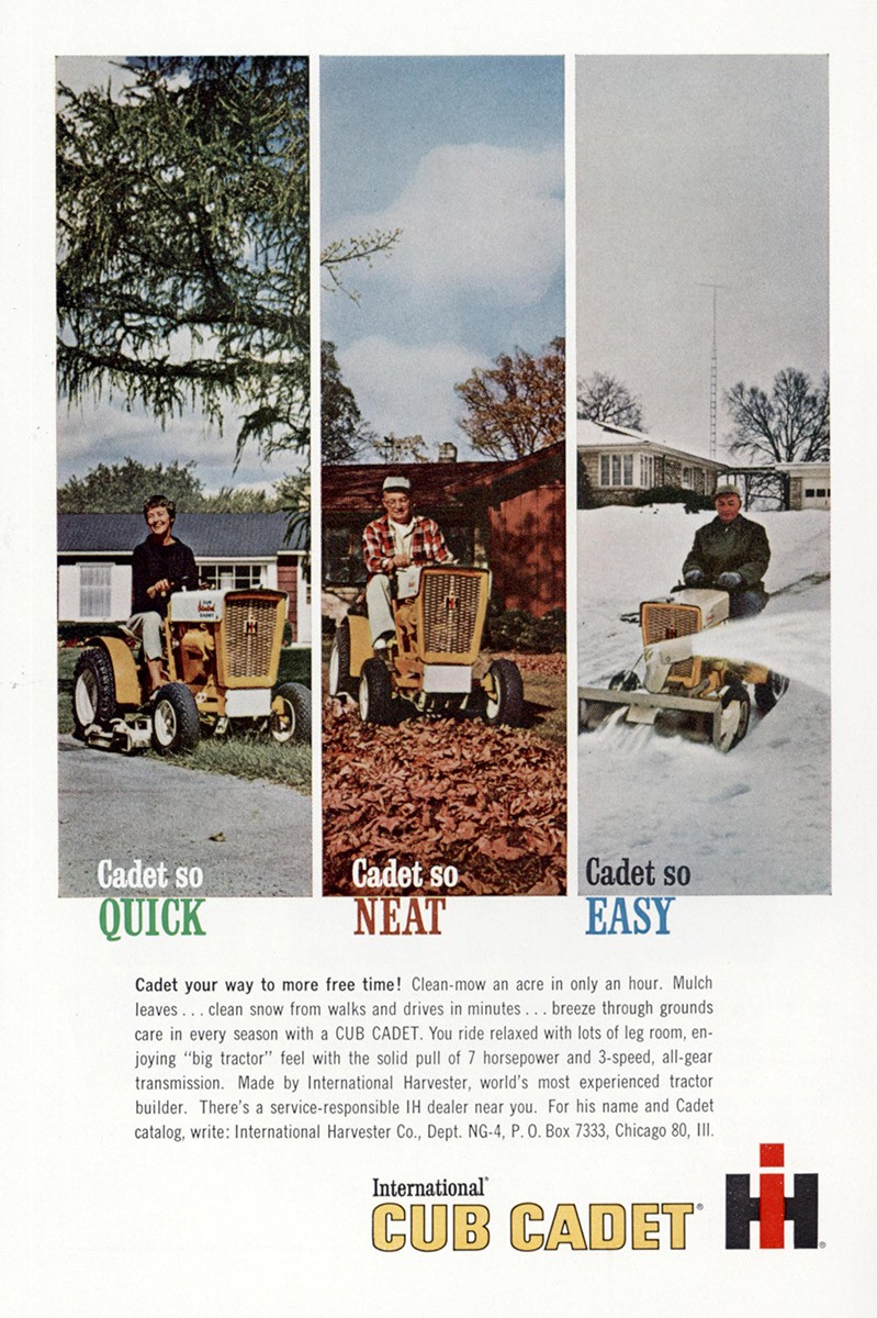 1963 Cub Cadet: Quick, Neat, Easy Vintage Print Ad