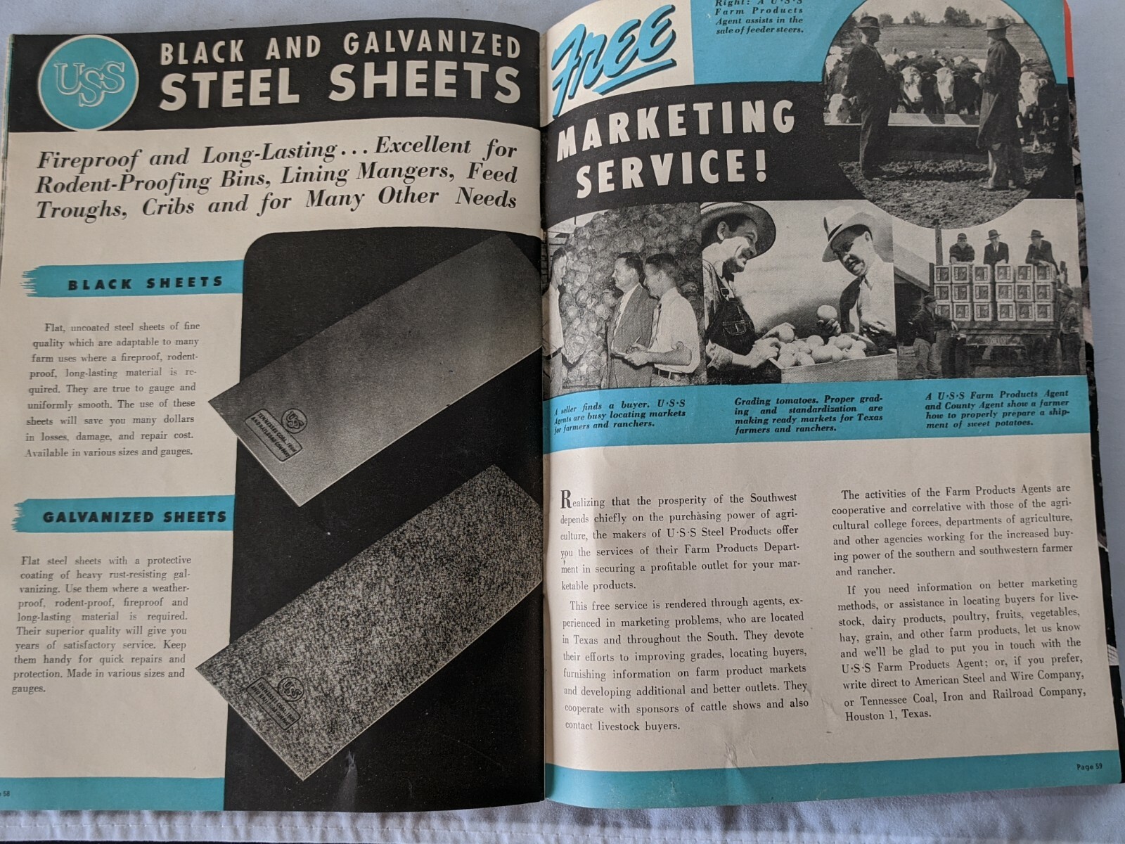 1944 USS Farmer’s & Rancher’s Handbook – Catalog Steel Products Fence Roof Nails