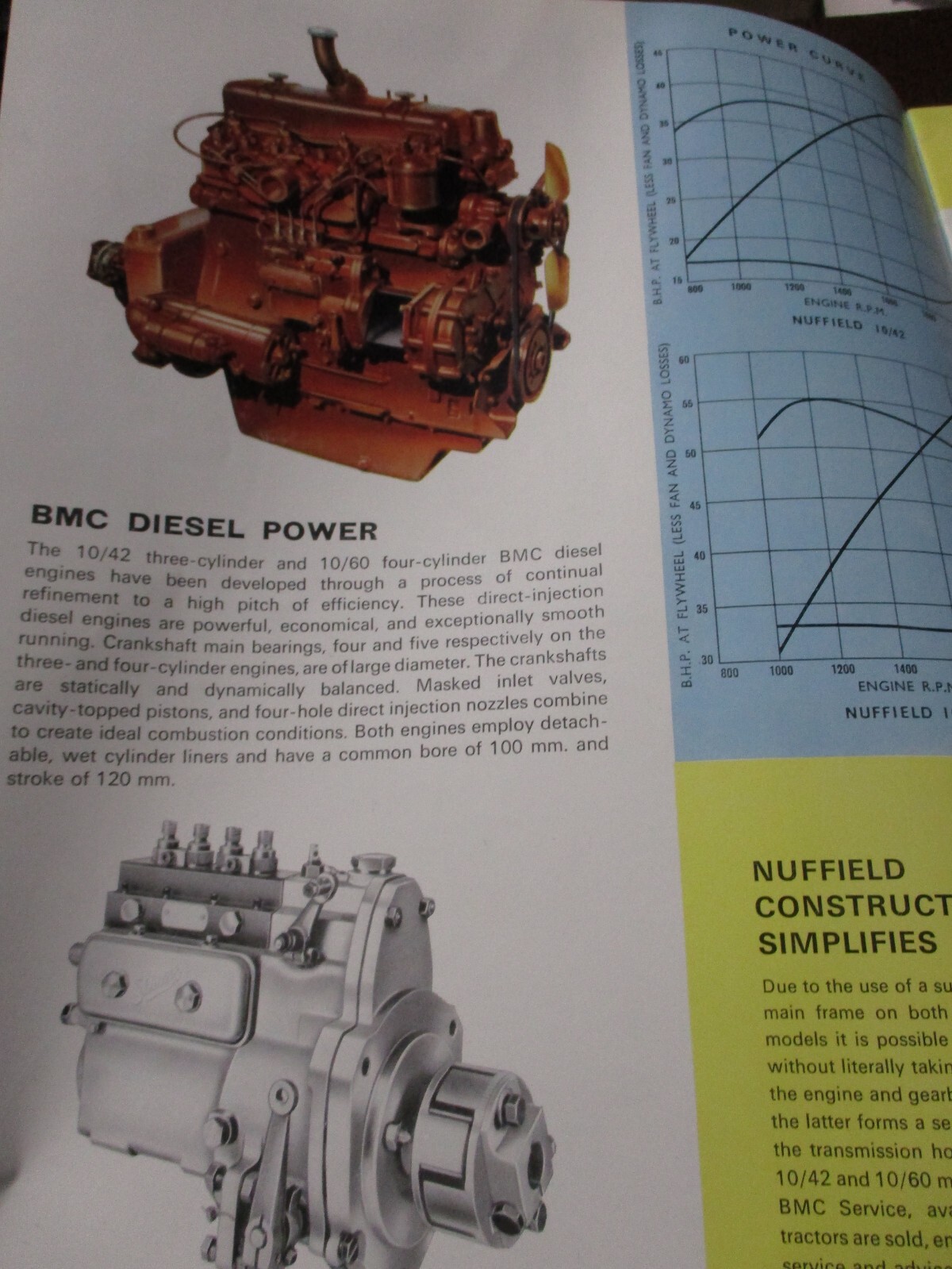 Nuffield 10/42, 10/60 Tractors Sales/Specifications Brochure 1965