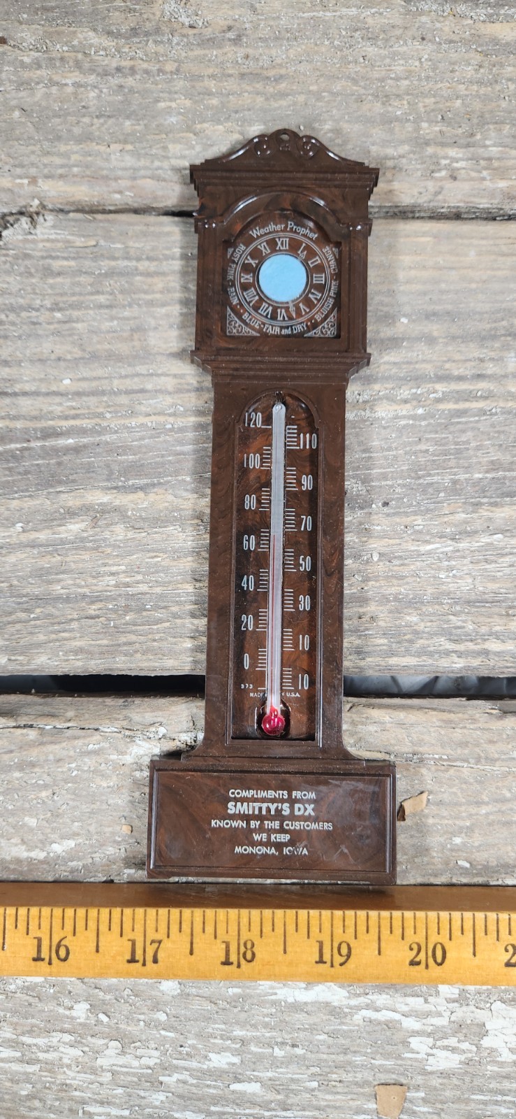 9″ Plastic Thermometer Smitty’s Dx “Known By The Customers We Keep” Monona Iowa