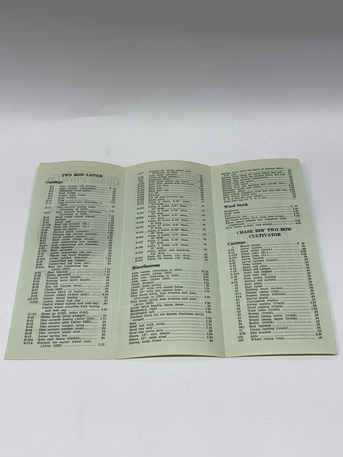 RARE 1920’s Chase Plow Co. Lincoln Nebraska NE Repair Brochures