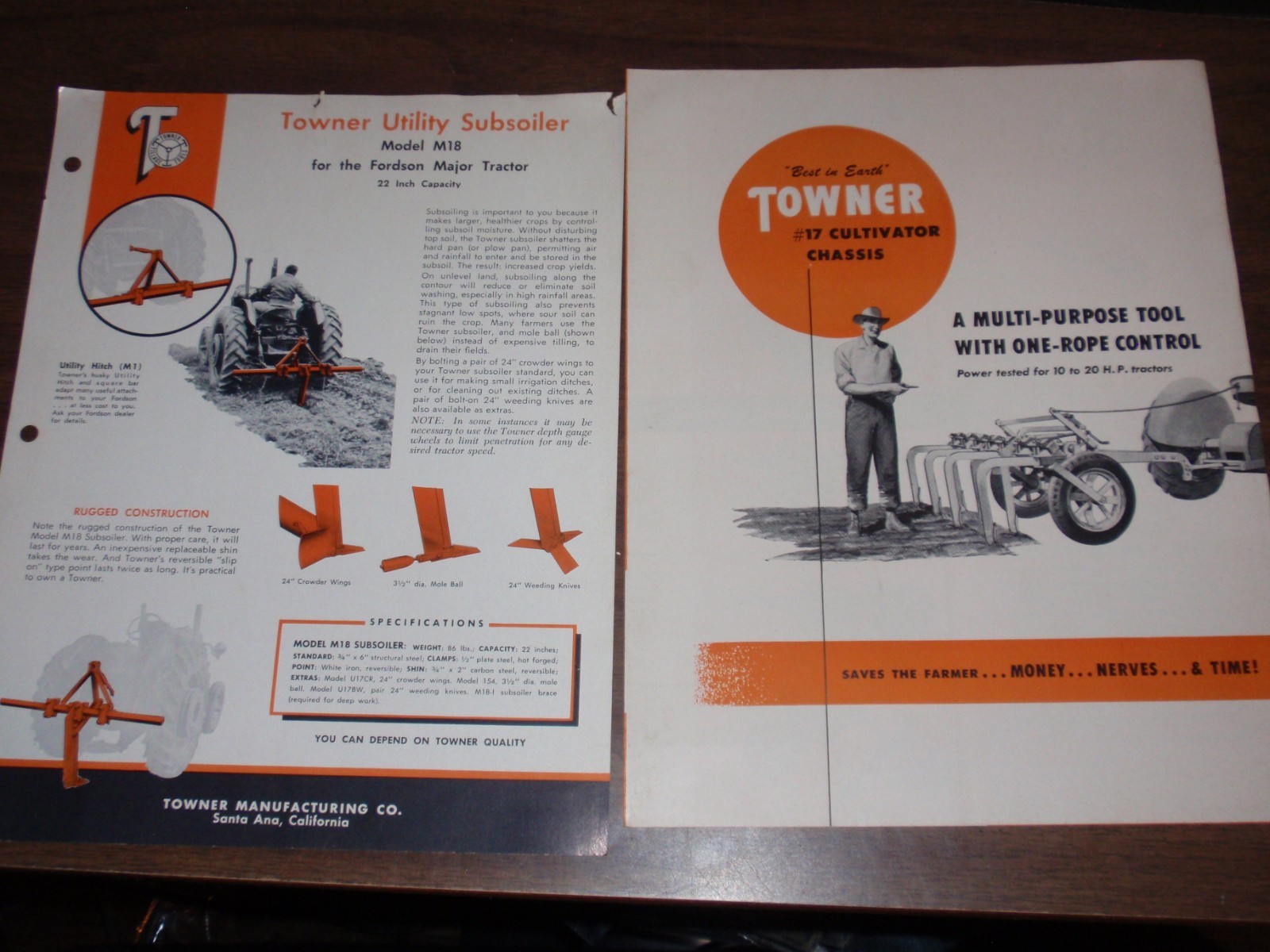 Group of 4 Towner Farm Implement Sales Brochures