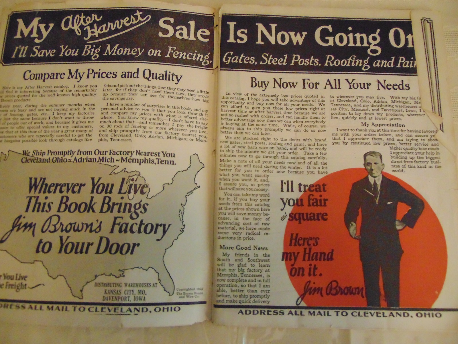 Here’s Jim Brown Catalog- 1922 Summer & Fall- Fencing/Gates/Roofing/Paint
