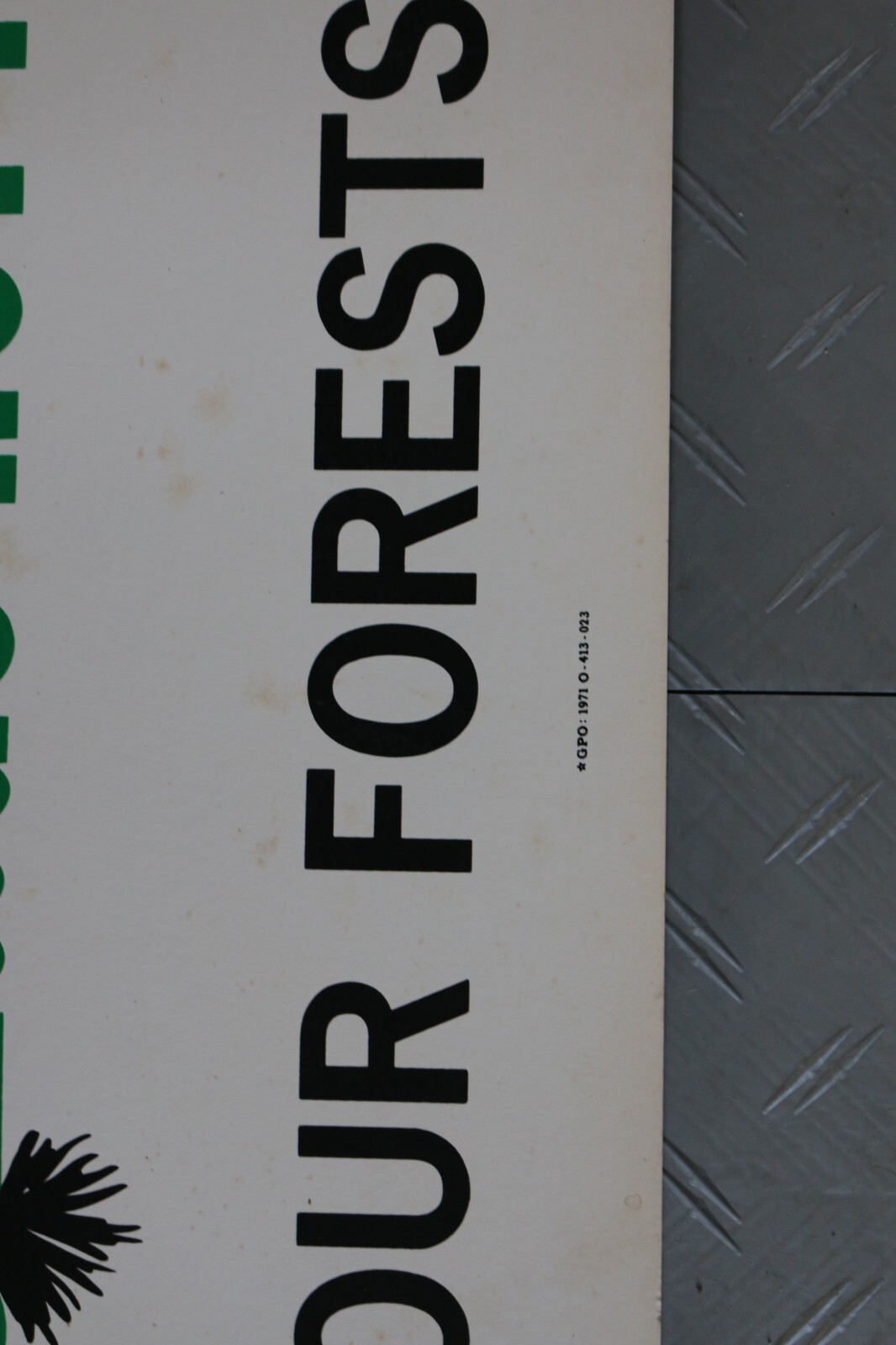 Vintage 1971 U.S. Department of Agriculture 44″x16″ cardboard sign clean forest