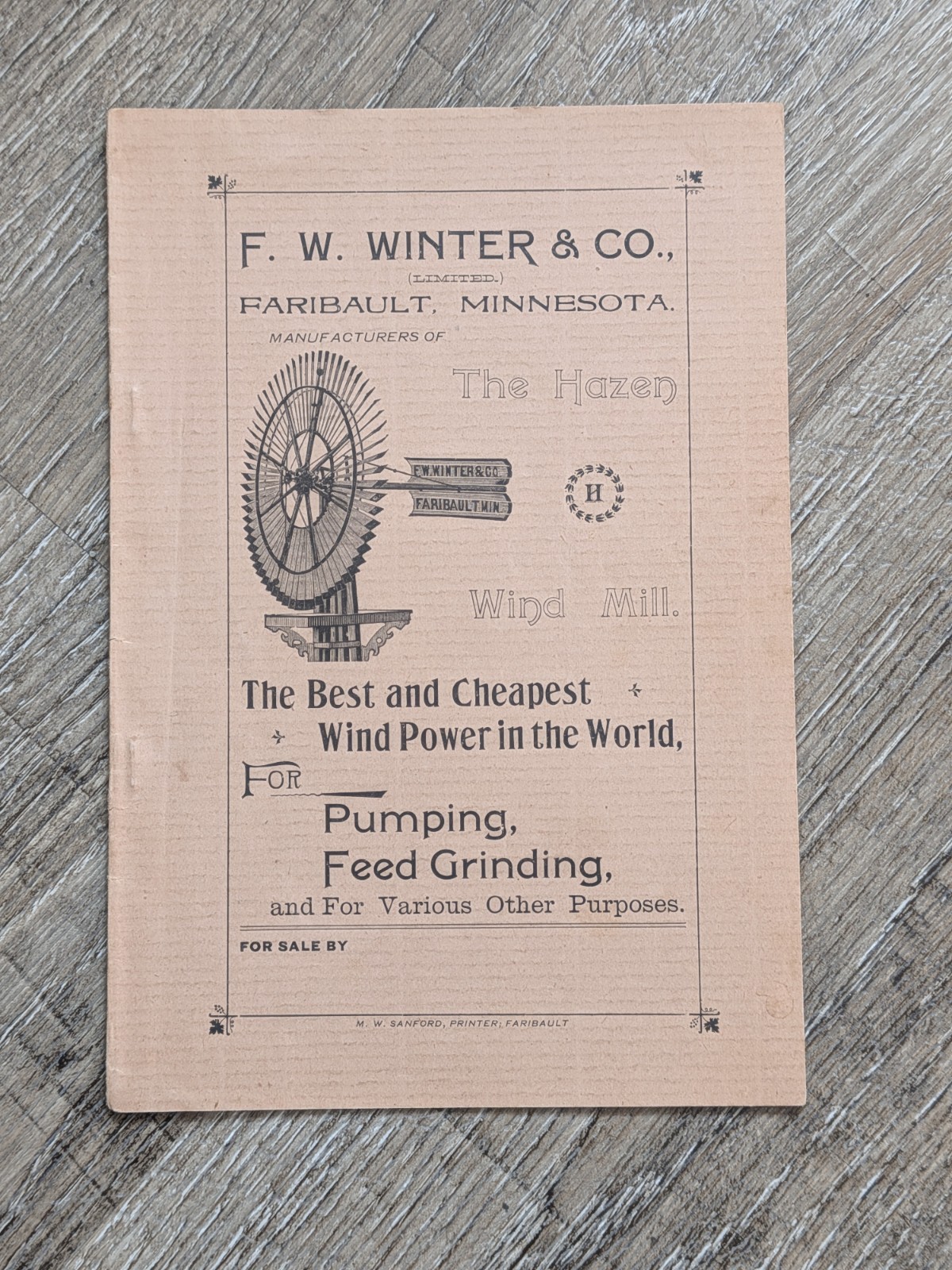 **RARE** FW Winter Hazen Windmill Pump Advertising Faribault MN Catalog Brochure