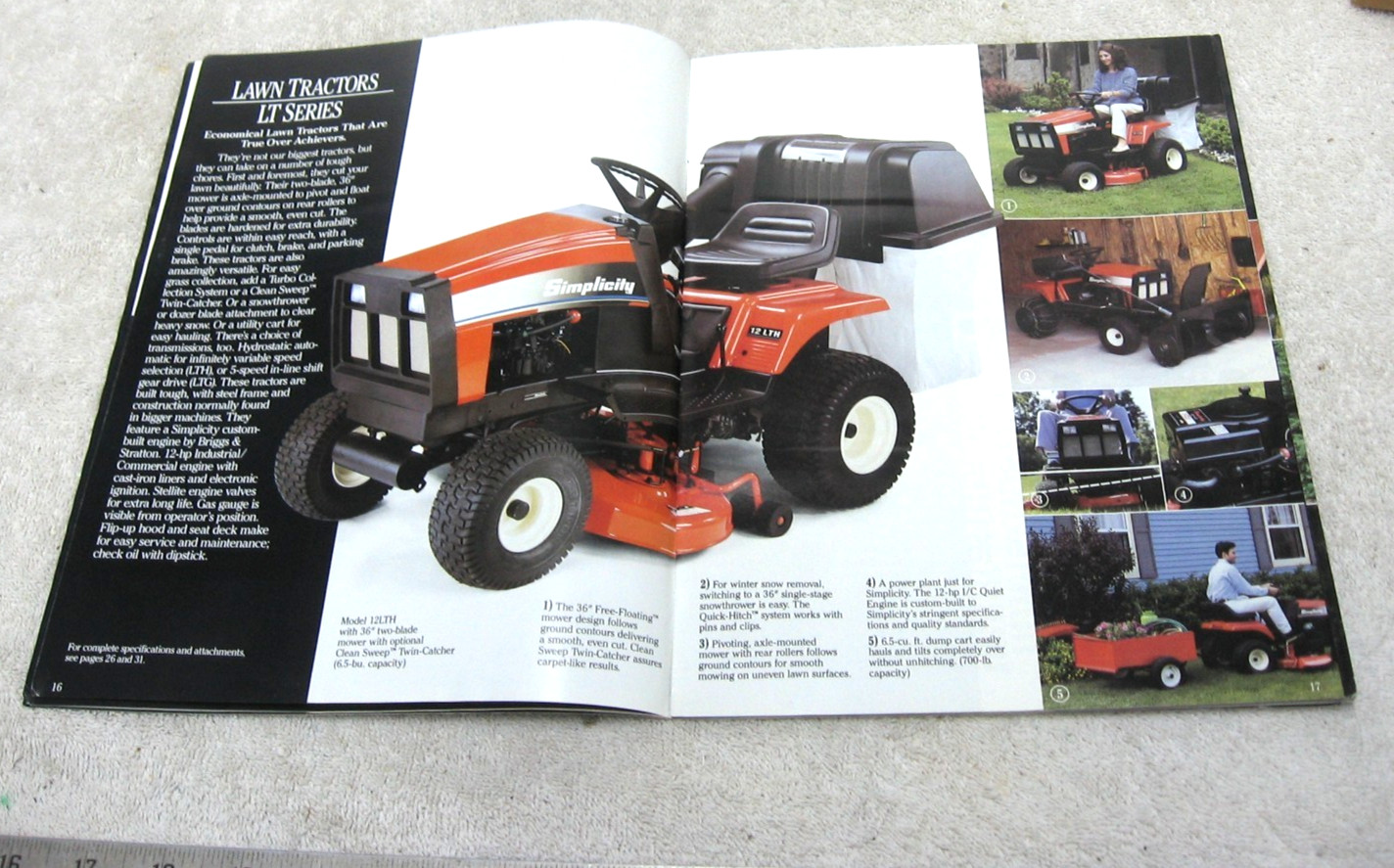 VINTAGE 1990 SIMPLICITY LAWN & GARDEN TRACTOR BROCHURE LT GTH