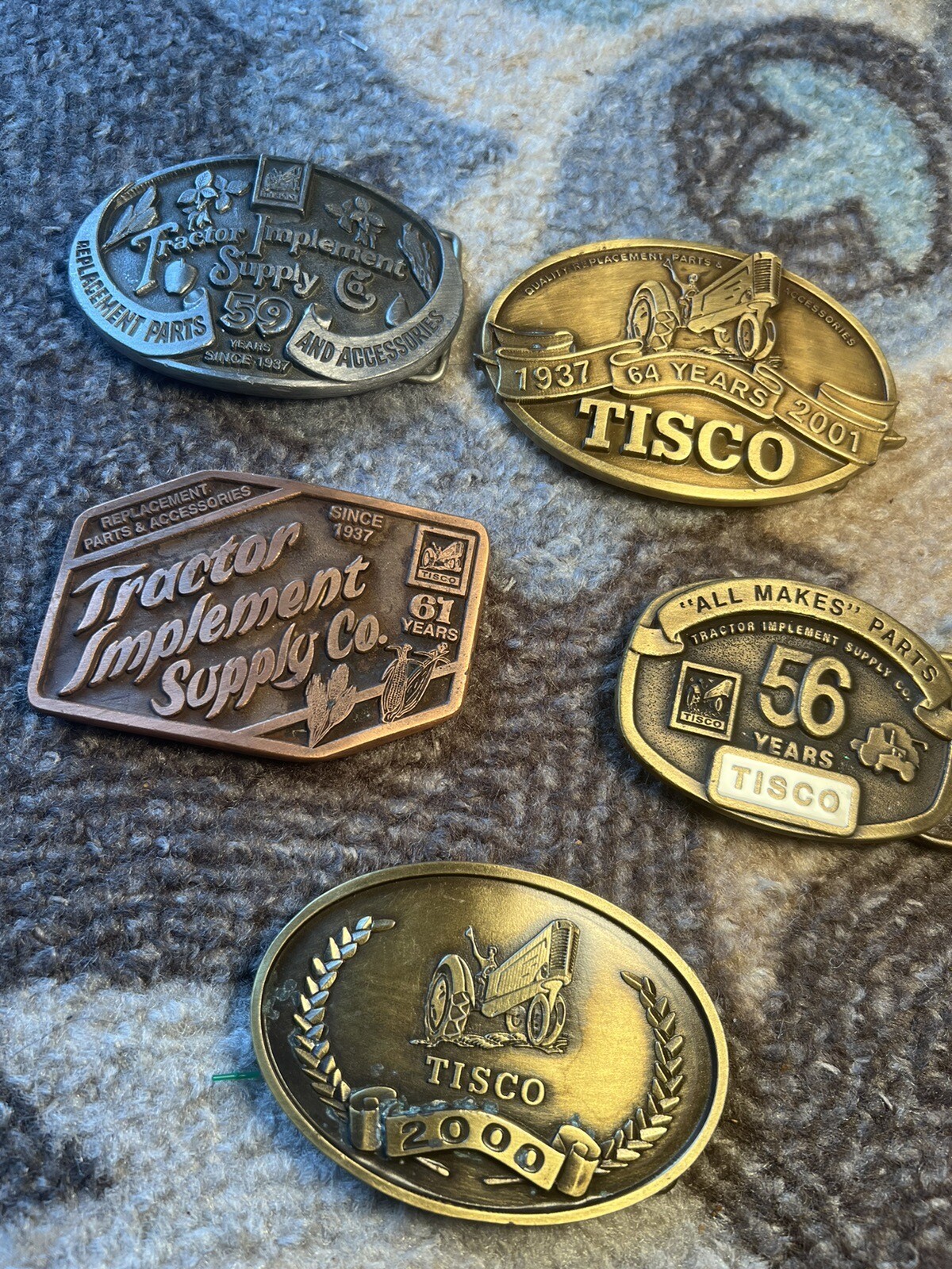 Tractor Implements Supply Company Belt Buckle Lot (5 Pieces )