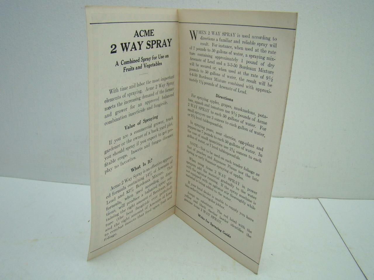 CIRC 1927 ACME 2 WAY SPRAY PAMPHLET