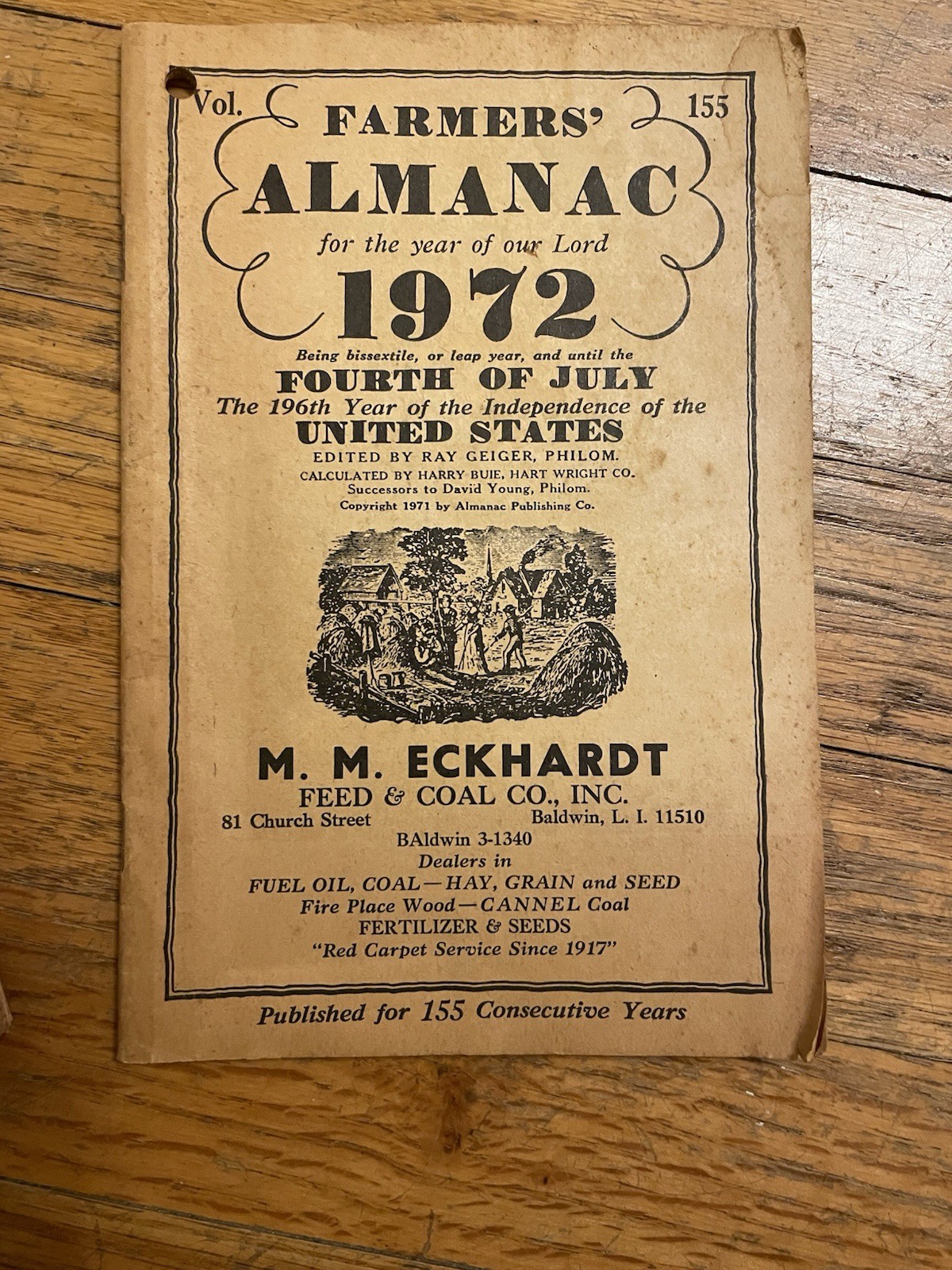 M. M. Eckhardt 1972 Agriculture Brochure Original Farmers’ Almanac Advertising