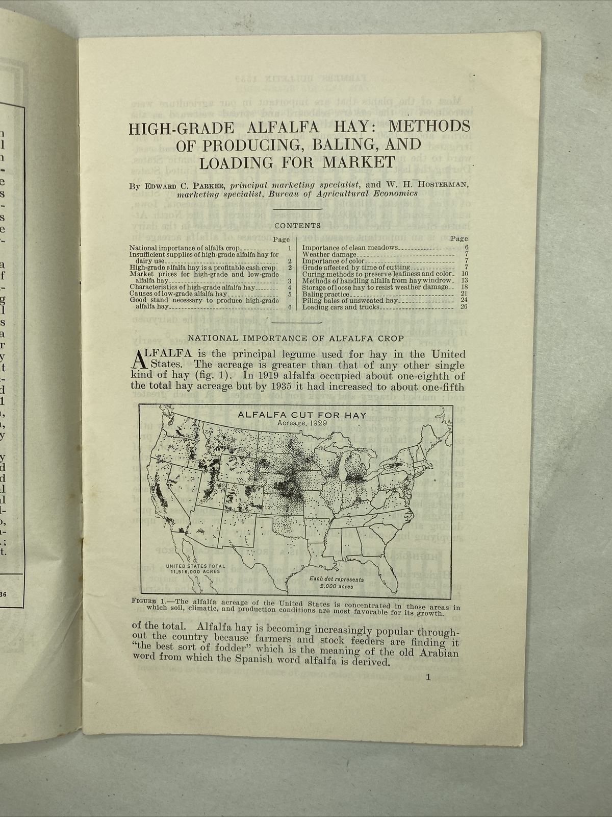 1938 USDA Farmers’ Bulletin No. 1539 High-grade alfalfa hay bailing for market