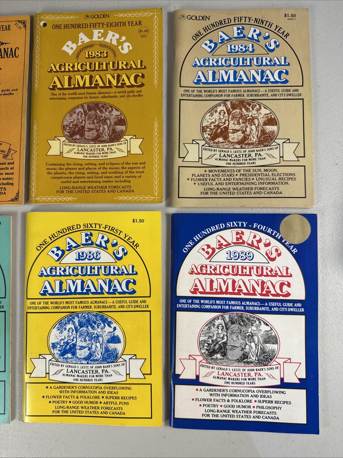 VINTAGE FARMERS & AGRICULTURAL ALMANACS BAER’S LANCASTER PA 1969-1979 81-86 1989