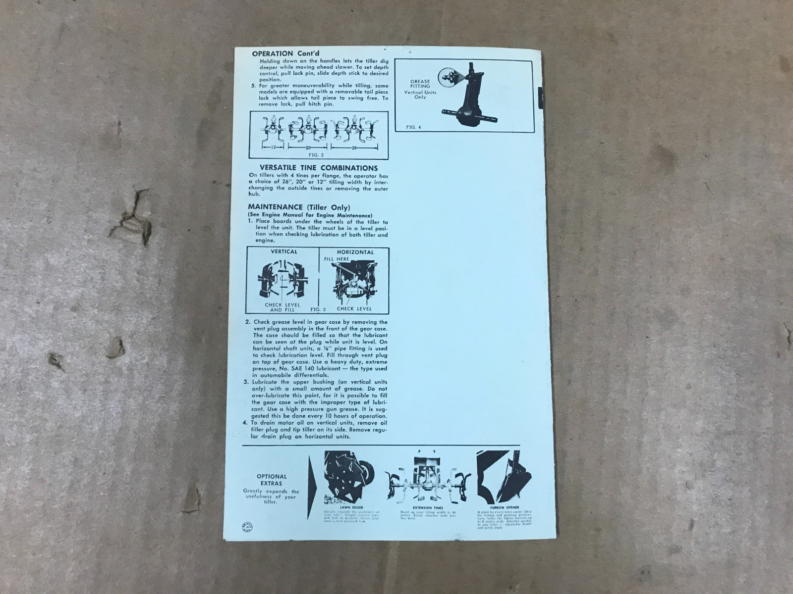 Vintage Rotary Tiller Owner’s Guide – Gilson Brothers – Super Standard 331-65