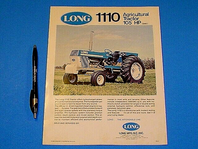 VINTAGE LONG 1110 AGRICULTURAL TRACTOR DEALERSHIP BROCHURE