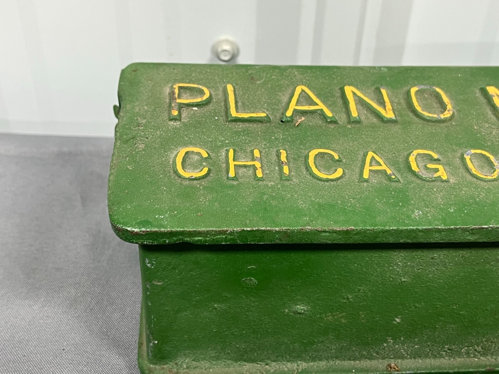 Vintage PLANO Mfg Cast Iron TOOLBOX Old Original Chicago IHC