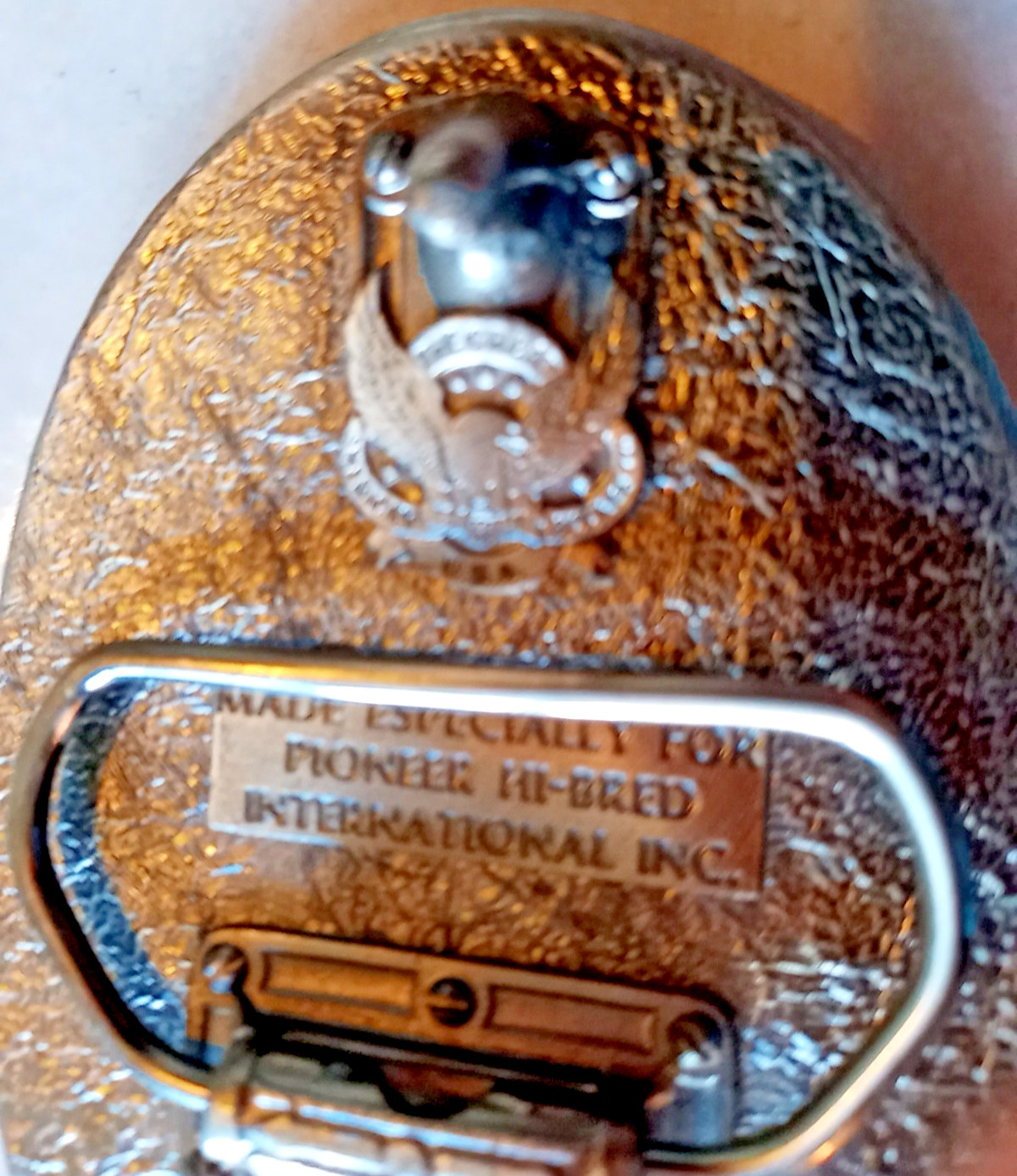 The Great American Buckle Co. K Products Belt Buckle FARMING Pioneer Hi-Bred