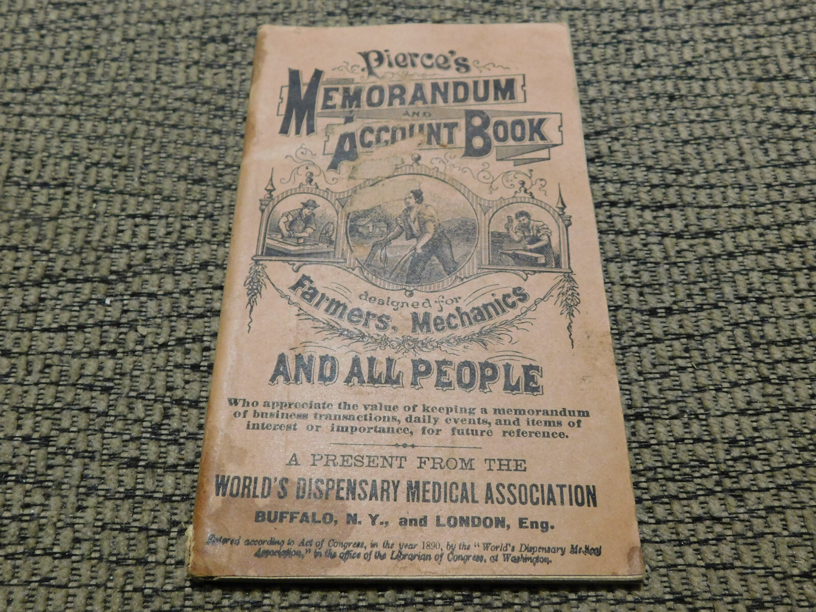 1892 1893 Pierce’s Memorandum Account Book Farm Equipment Notebook 5.6 x 3.4″