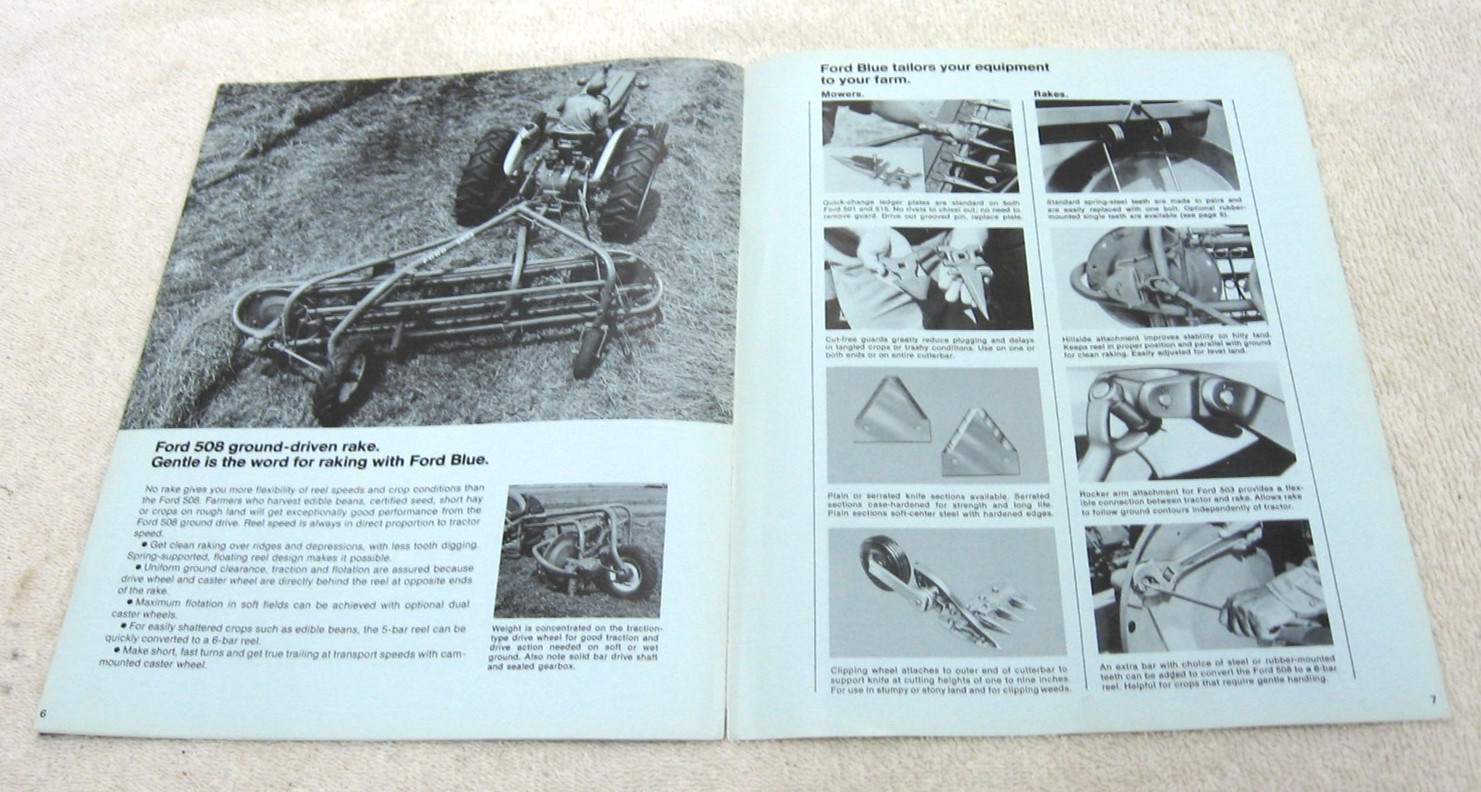 VINTAGE FORD TRACTOR MOWERS & RAKES BROCHURE 501 503 508 515