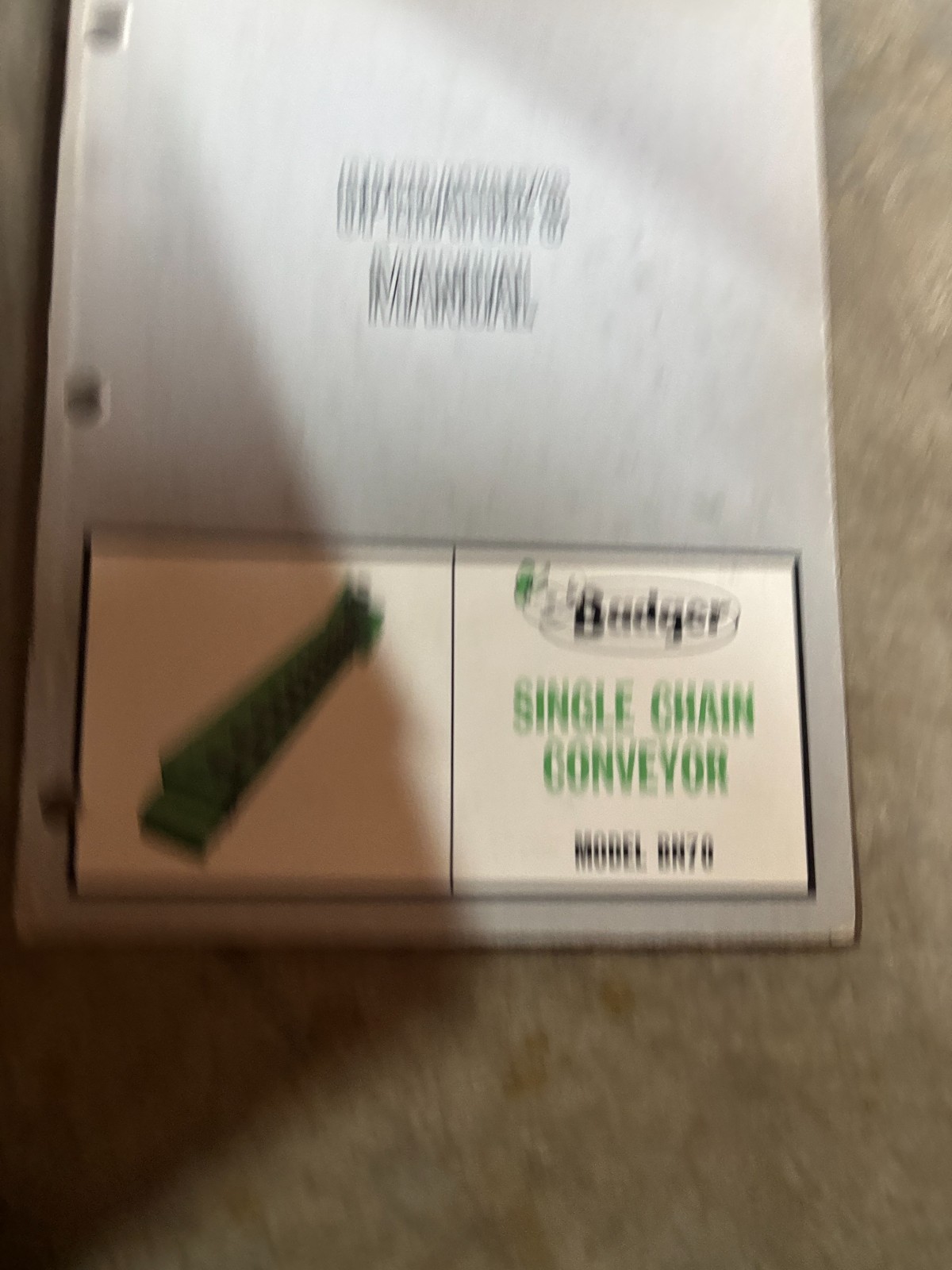 Badger BN70 Single Chain Conveyor Parts Book Manual AMIL26