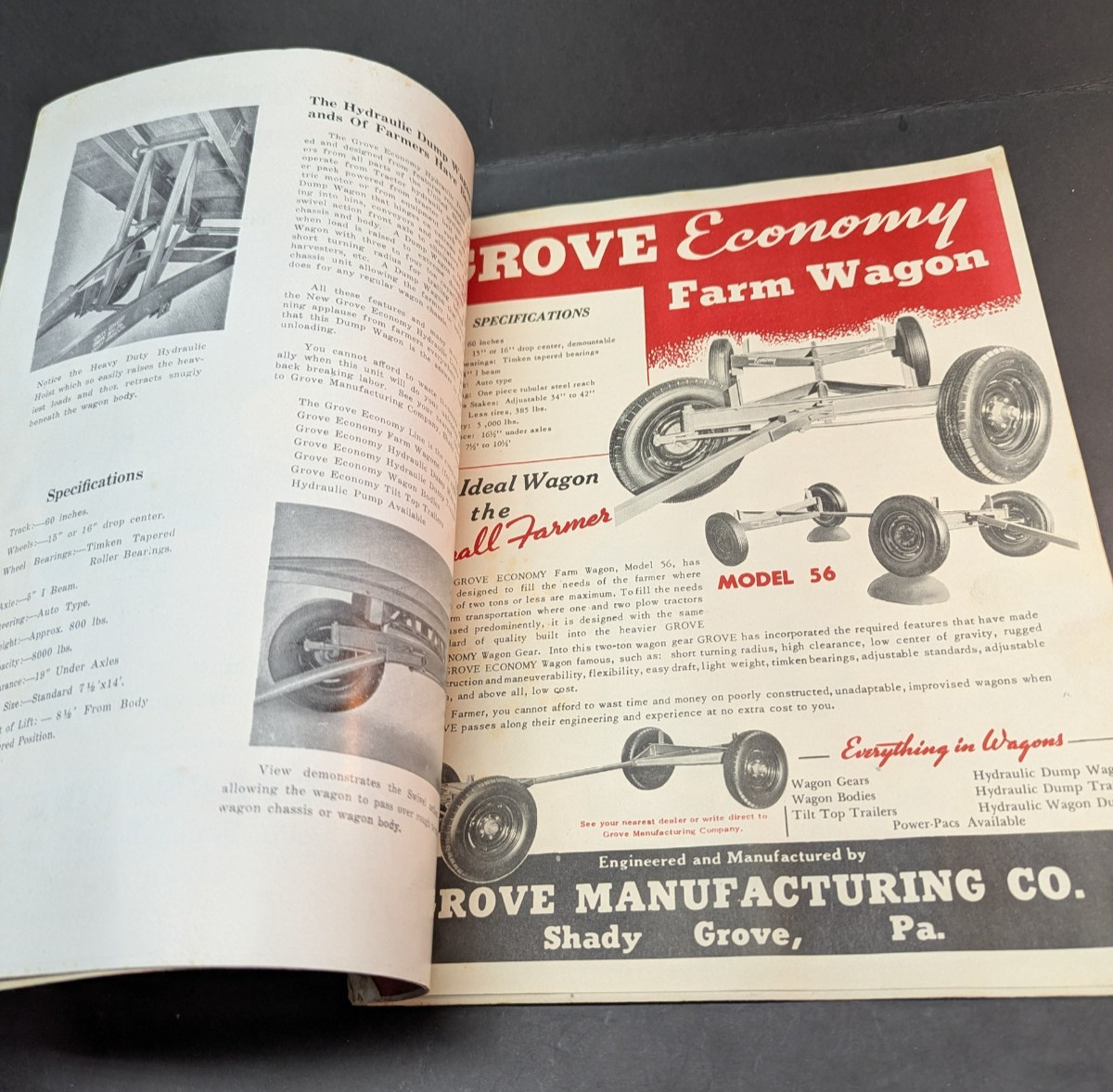 Vintage Grove Manufacturing Farm Wagon Catalog 9 Pages 1950’S