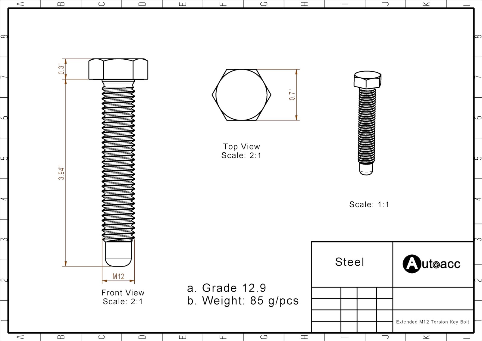 Autoacc Extended Torsion Key Bolts, Longer Torsion Bar Adjustment Bolts Compa…