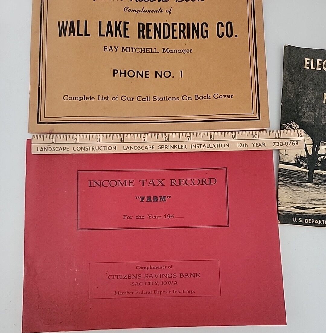 1940s Farm and Ranch Income Tax Record and Electric Light Farmstead AWESOME