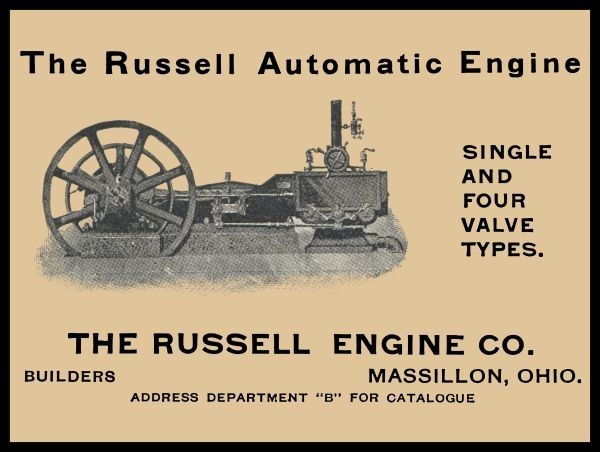 1905 Russell Automatic Engine Co. of Massillon, OhiO NEW Sign 24×30″ USA STEEL