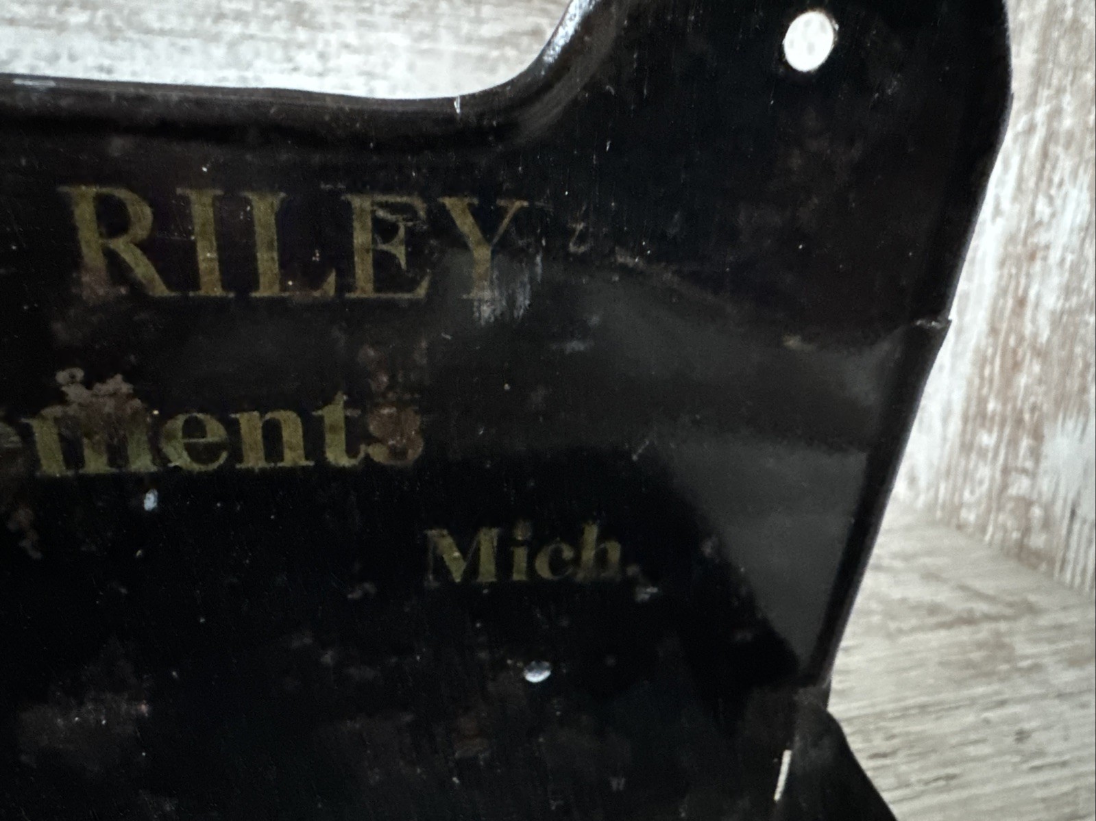 Tin Match Holder? Comb Holder? Spencer & Riley Farm Implements Menominee Mich