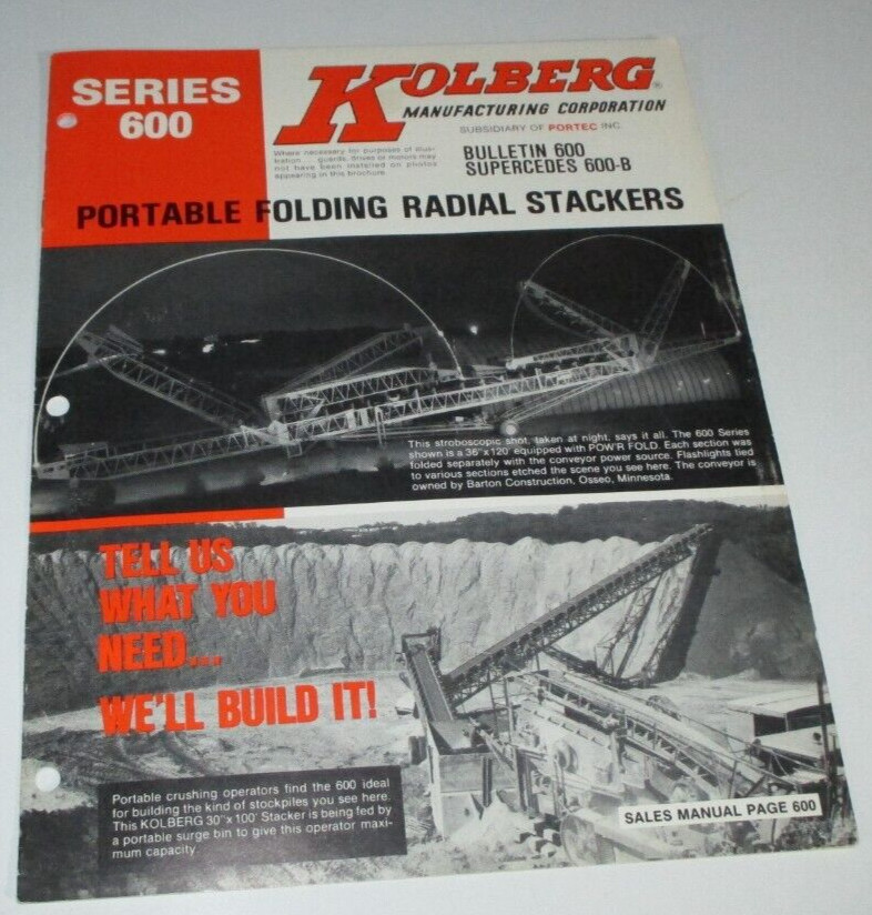 Kolberg 600 Series Stackers Elevators Conveyors Sales Catalog Manual Brochure