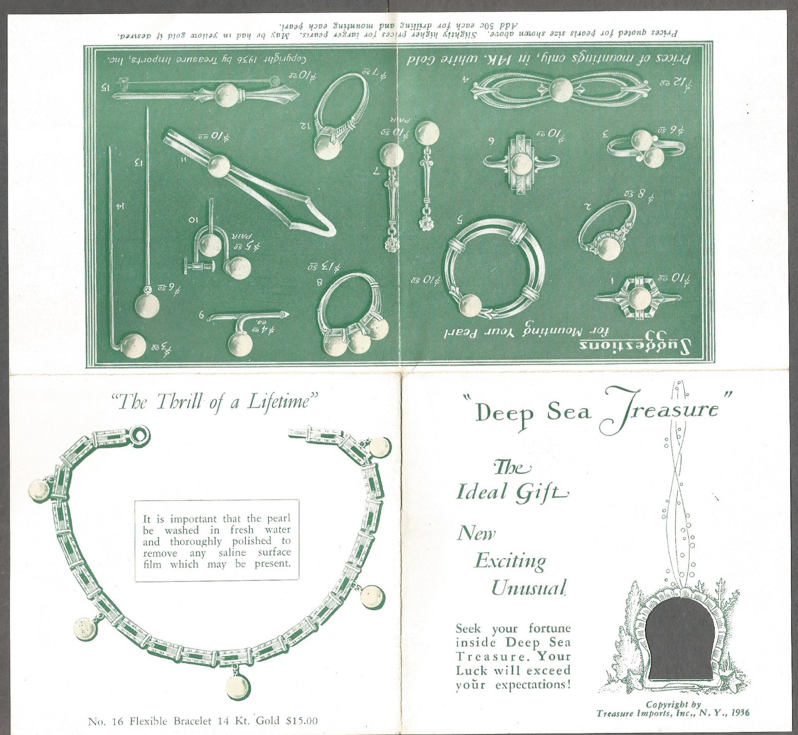 Vintage Advertising 1936 Deep Sea Treasure Leaflet – Treasure Imports, Inc. NY