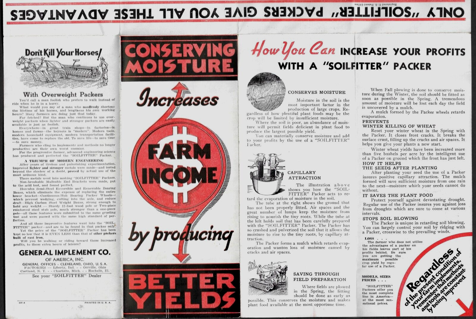 c1937 FARM IMPLEMENTS Broadside/Brochure ~ “Soilfitter” Packers