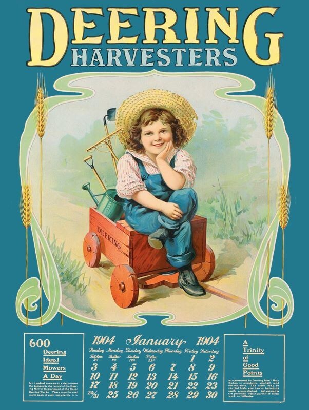 1904 Deering Harvesters Calendar Theme New Metal Sign: 12×16″ & Ships Free