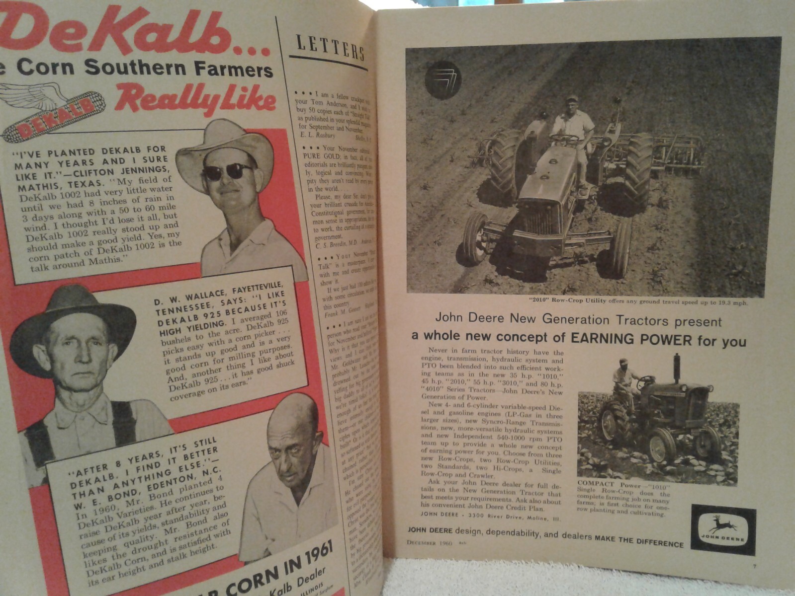 December 1960 FARM & RANCH mag SOUTHERN AGRICULTURIST adver Vol 90 No12 Chevy